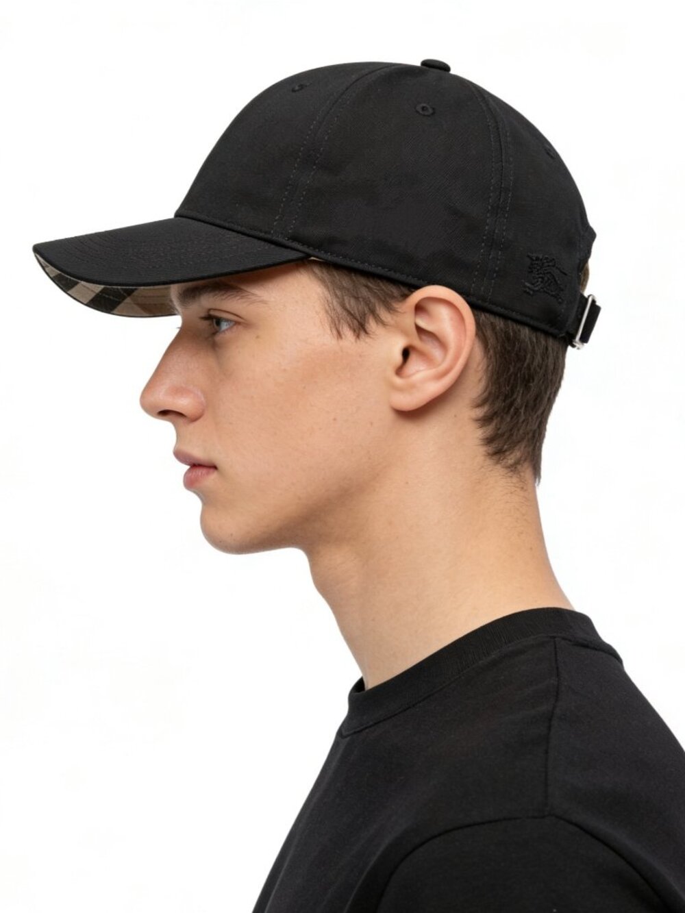 Burberry Check Lined Cotton Blend Baseball Cap Black S 8083524